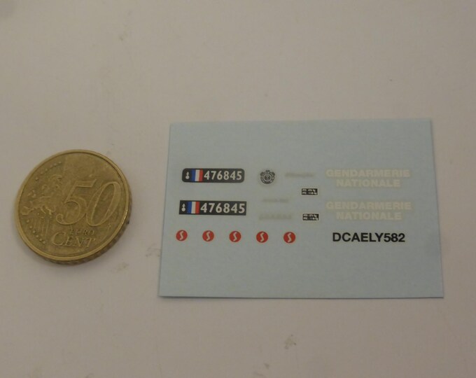 1:43 waterslide decals sheet Gendarmerie Nationale for Simca Aronde and other cars