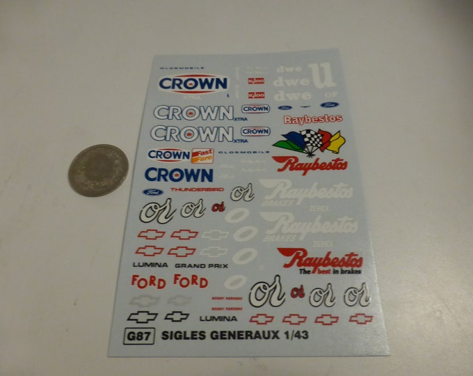 1:43 decals sheet with logos and sponsors for American races of the 70s-80s-90s (see photos) Starter production G87