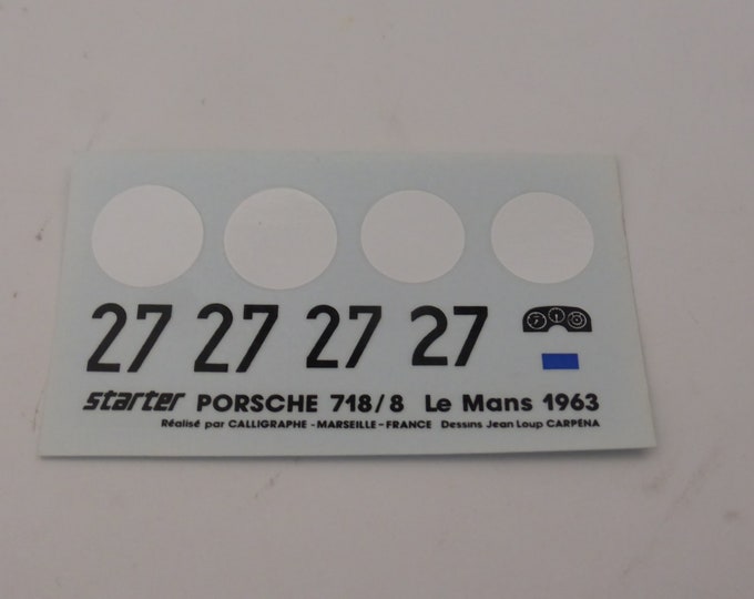 1:43 decals sheet for Porsche 718/8 Le Mans 1963 #27 Bonnier/Maggs Starter production
