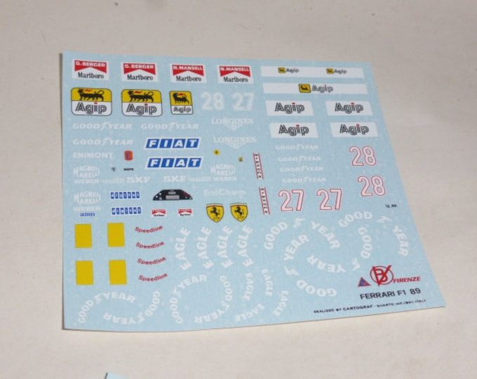 high quality 1:24 decals sheet for Ferrari F1-89 Formula 1 1989 Mansell and Berger