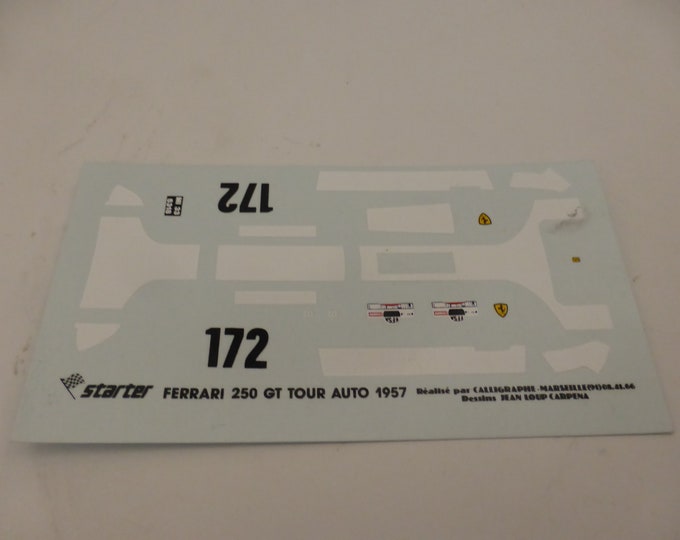 1:43 decals sheet for Ferrari 250 GT Tour de France Automobile 1957 #172 Starter production