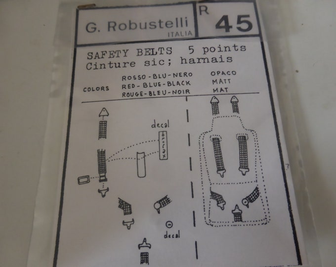 high definition 1:43 photoetched 5-point safety belts (3 pcs) with lots of details and decals Robustelli R45
