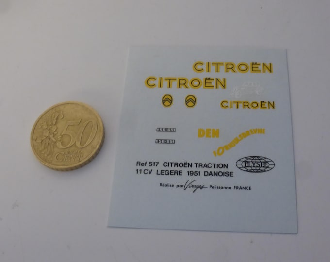 1:43 waterslide decals sheet Citroen Traction Avant 11CV Légère 1951 Danoise