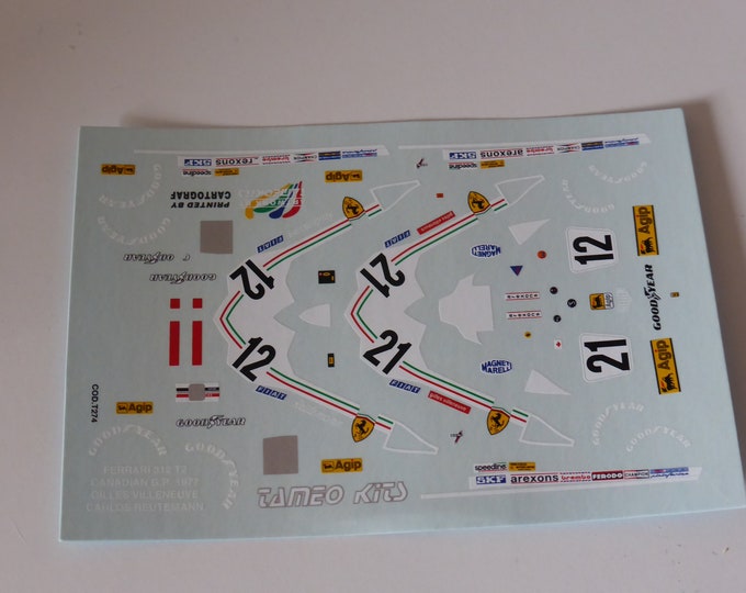 1:43 decals sheet for Ferrari 312 T2 Canadian GP 1977 Villeneuve/Reutemann Tameo T274