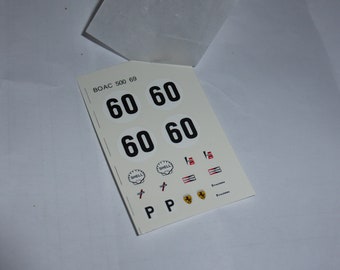 1:43 decals sheet for Ferrari 312 P Spyder BOAC 500 Brands Hatch 1969 #60 Tameo TMK32
