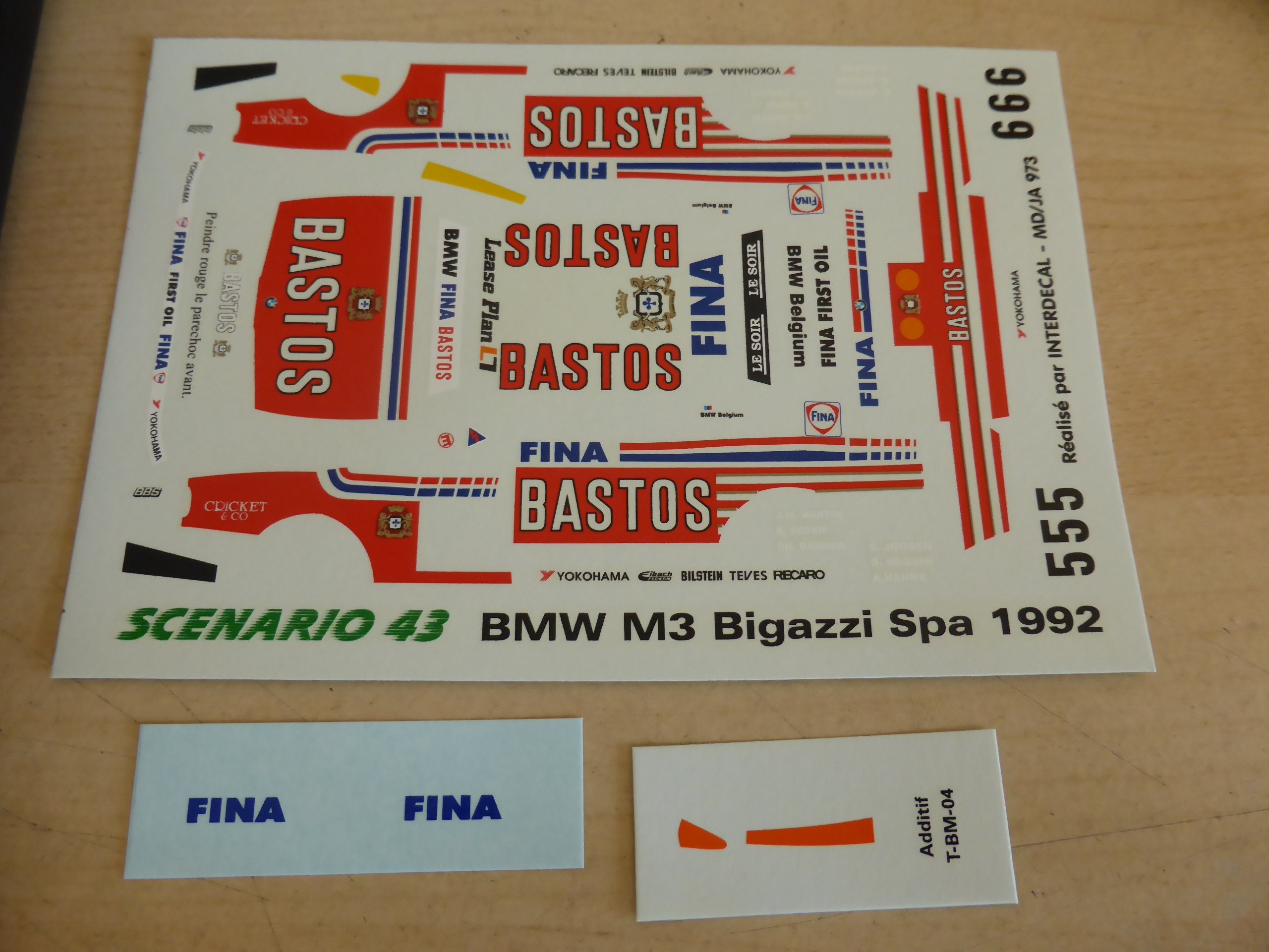 Décalcomanies Pour Maquette BMW 320i Bigazzi 24H Spa 1995 - Échelle 1/43 - Marque JA Miniatures