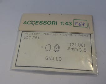 pack of 12 transparent 1:43 scale plastic lights with chromed dish (round, YELLOW) mm 3.5 FDS 61F