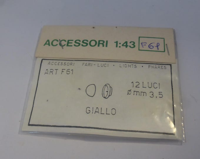 pack of 12 transparent 1:43 scale plastic lights with chromed dish (round, YELLOW) mm 3.5 FDS 61F