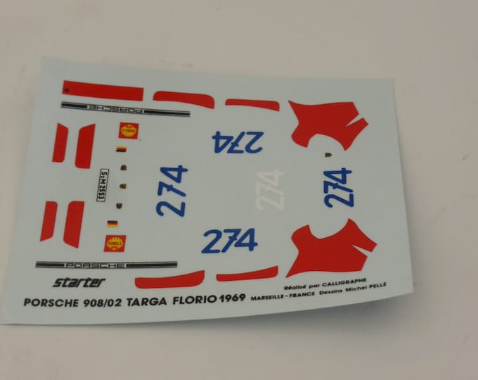 1:43 decals for Porsche 908/2 Targa Florio 1969 #274 Stommelen/Herrmann Starter production