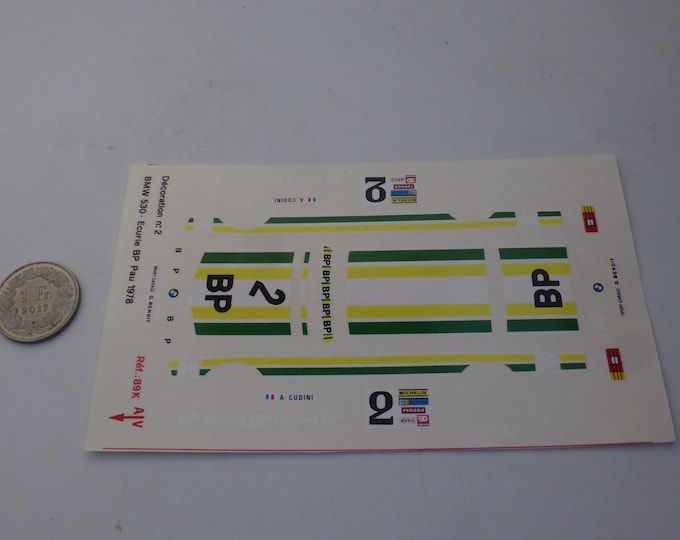 1:43 decals BMW 530 Championnat Production France Pau 1978 #2 Alain Cudini Cartograf