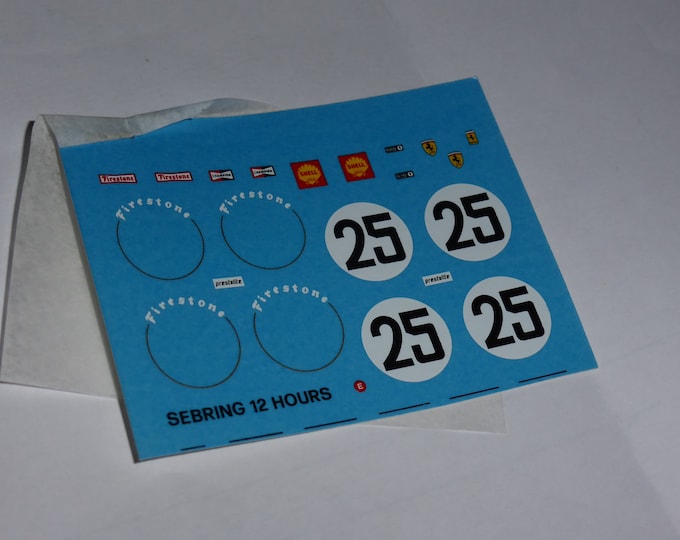 1:43 decals sheet for Ferrari 312 P Spyder 12 hours of Sebring 1969 #25 Andretti/Amon Tameo TMK86