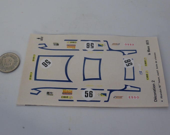 1:43 decals for Ferrari 365 GTB/4 Daytona Shark Team Le Mans 1973 #56 Geurie/Grandet