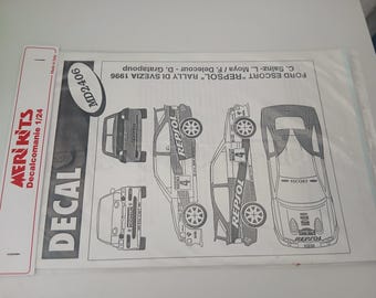 1:24 waterslide decals sheet for Ford Escort Cosworth RS Repsol Swedish Rally 1996 Sainz or Delecour Meri MD2406