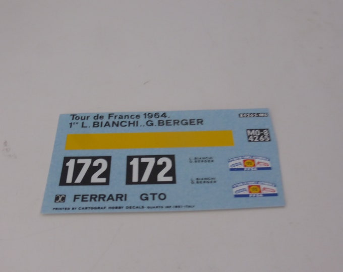 1:43 decals sheet for Ferrari 250 GTO 4153GT Tour Auto 1964 winner #172 Bianchi/Berger Cartograf production for X AMR