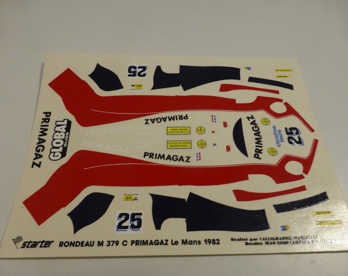 1:43 decals for Rondeau M379C Primagaz Le Mans 1982 #25 Yver/Guittény/Sotty Starter production