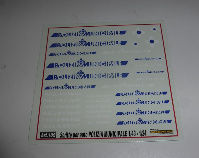 1/43 (and 1/24) waterslide decals for Italian Polizia Municipale Saradecals printing n.102