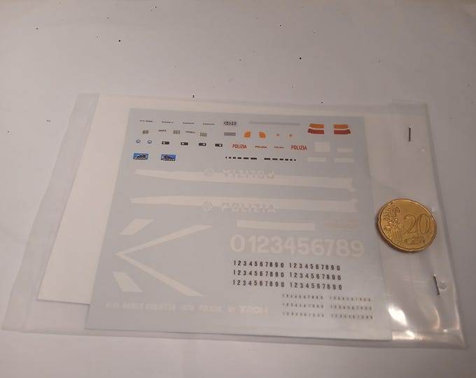 1:43 waterslide decals sheet for Alfa Romeo Giulietta 1978 Polizia Tron DE28