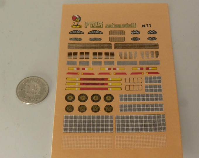 1:43 waterslide decals for Porsche model cars (grilles, louvres, upholstery, lights etc)