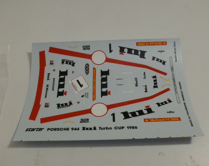 1:43 decals for Porsche 944 Turbo Cup Lui 1986 #1 M.Wimmer Starter