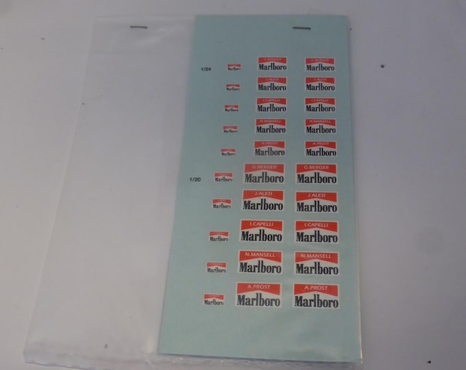 1/24 or 1/20 waterslide decals sheet with M*rlb Berger Alesi Capelli Mansell Prost BBR