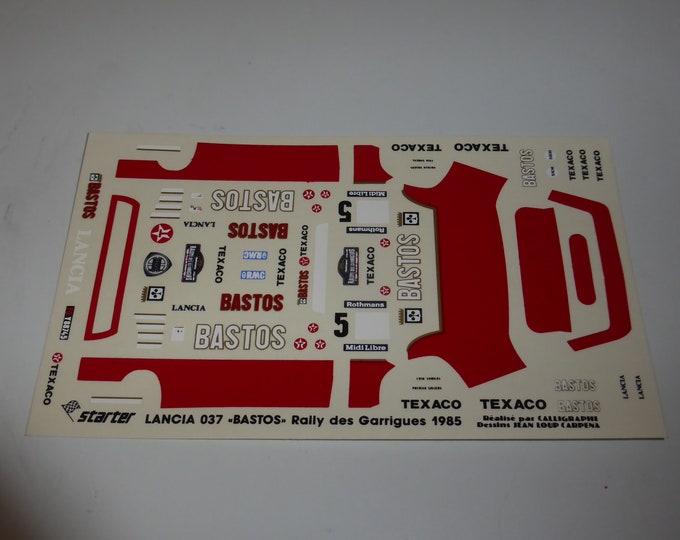 1:43 decals for Lancia 037 Gr.B Bastos Rally Garrigues 1985 #5 Patrick Snijers Starter production