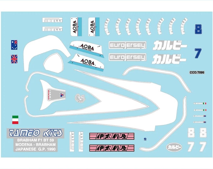 1:43 waterslide serigraphed decals Brabham Judd BT59 Japanese GP 1990 Modena/Brabham Tameo TMK122