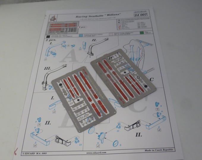 1:24 photoetched Willans 4 points seatbelts for racing cars (RED) Eduard 24007