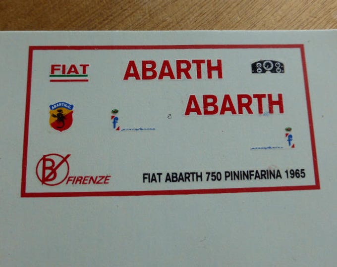 high quality 1:43 decals Fiat Abarth 750 Pininfarina Record car 1958