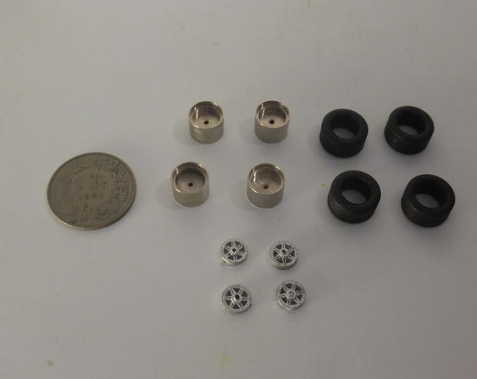 1:43 aluminium and white metal wheels (and rubber tires) 6-spoke Gotti type GMW077