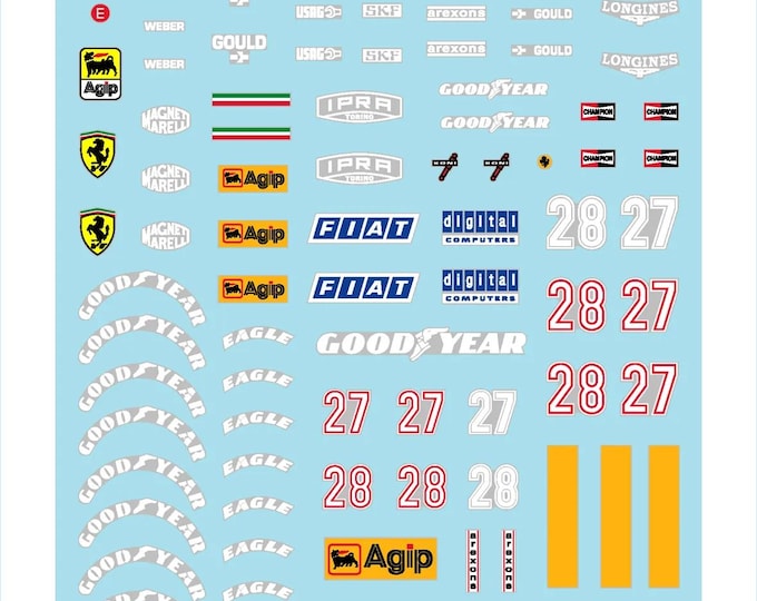 1:43 waterslide serigraphed decals Ferrari F1/86B F1 Austrian GP 1986 Alboreto/Johansson Tameo TMK046