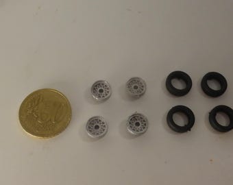 1:43 white metal wheels (and rubber tires) "star design" for Touring and GT cars of the 70-80s GMW026