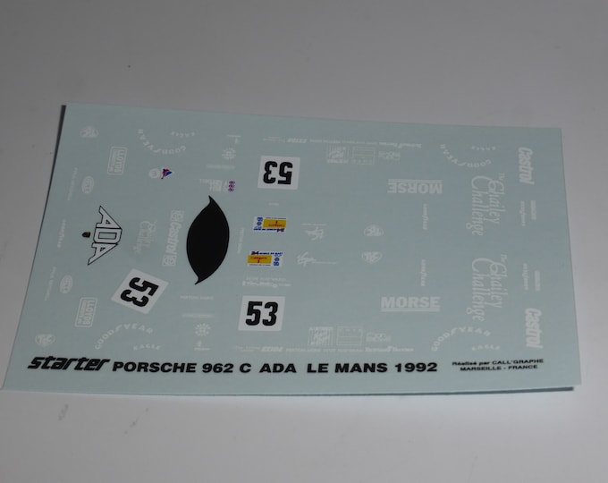 1:43 decals for Porsche 962C Gr.C ADA Le Mans 1992 #53 Justin Bell / Derek Bell / Tiff Needell Starter production