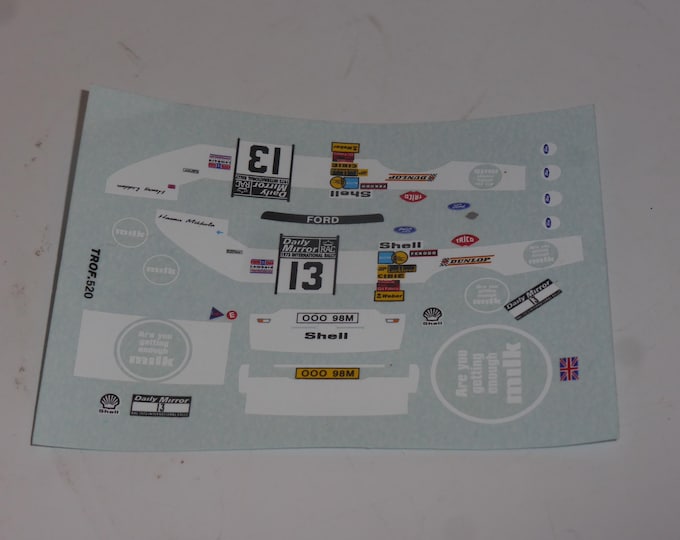 1:43 waterslide decals Ford Escort RS 1600 RAC Rally 1973 #13 winner Trofeu printing