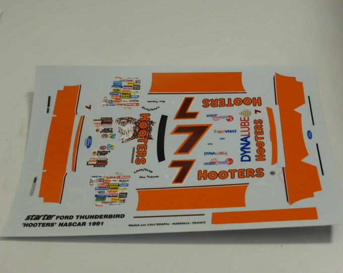 1:43 decals for Ford Thunderbird Hooters N ASCAR 1991 #7 Alan Kulwicki Starter production