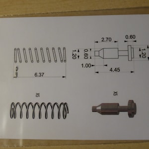 turned 1:43 shock absorbers with coil springs Type-D (pack of 5 pieces) Tameo PG18