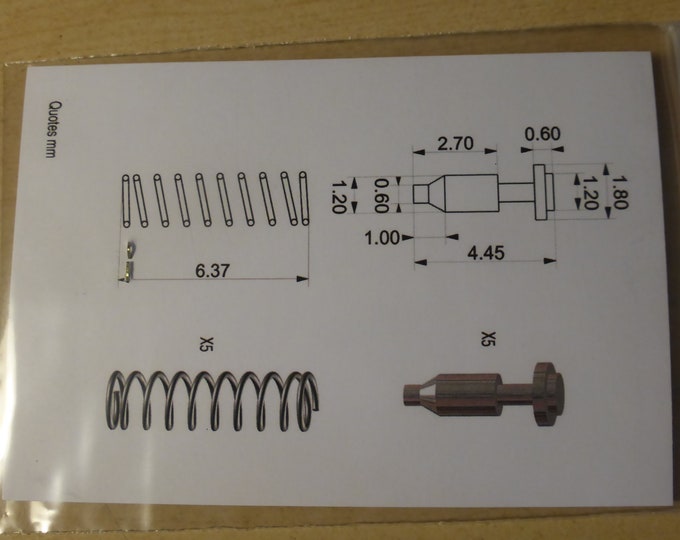 turned 1:43 shock absorbers with coil springs Type-D (pack of 5 pieces) Tameo PG18