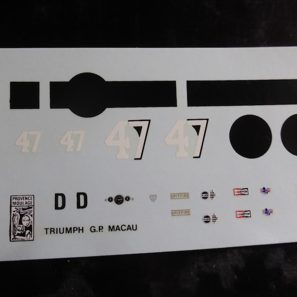 1:43 decals for Triumph Spitfire Prototype Macau GP 1965 #47 Provence Moulage