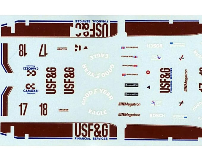 1:43 waterslide serigraphed decals Arrows Megatron A10B Brazilian GP 1988 Warwick/Cheever Tameo TMK078