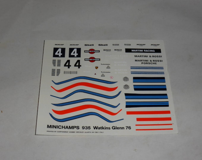 1:43 waterslide decals Porsche 935 Gr.5 Martini & Rossi 6h Watkins Glen 1976 CARTOGRAF printing