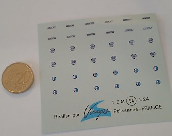 1:24 waterslide decals sheet with Fiat Lancia Alfa Romeo emblems Virages production TEM94