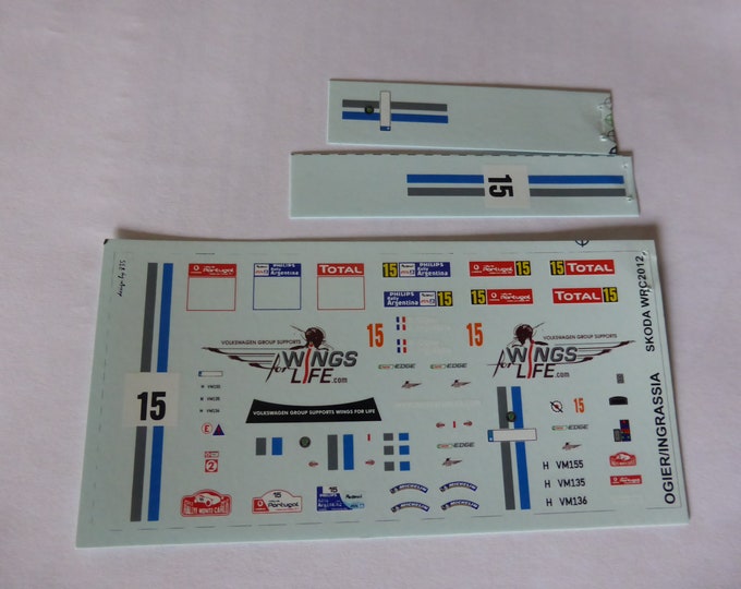 1:43 decals for Skoda Fabia S2000 Rally Argentina/Portugal/Monte Carlo 2012 Ogier/Ingrassia Provence Miniatures