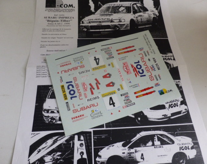 high quality 1:24 decals sheet for Subaru Impreza Rally Monte Carlo 1996 #4 Béguin/Tilber CBCom 24/04