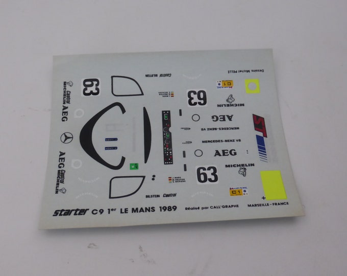 1:43 decals sheet for Sauber Mercedes C9 Gr.C Le Mans 1989 winner #63 Mass/Reuter/Dickens Starter production