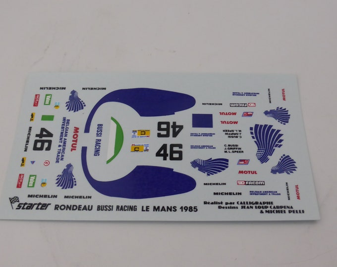 1:43 decals for Rondeau M482 GrC Bussi Le Mans 1985 #46 Bussi/Griffin/Speer Starter