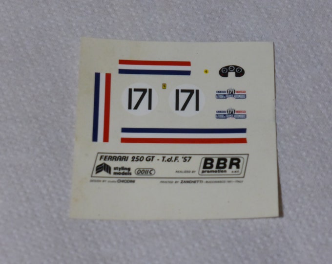 high quality 1:43 decals Ferrari 250 GT Tour Auto 1957 #171 Peron/Burggraf BBR decals [TK245]