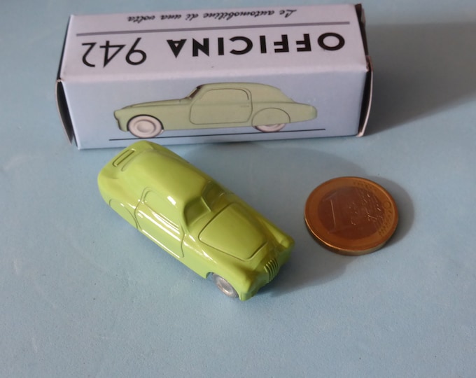 Fiat 1100 S Mille Miglia-type 1947 in pale green Officina942 new vintage small diecast model in 1:76 (00) scale new in box #1003C