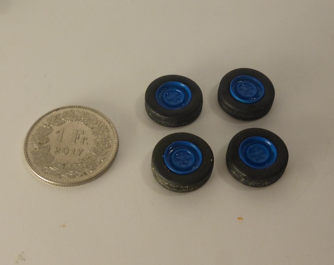 1:43 resin wheels button design for cars and vans of the 50-60s Peugeot etc (blue) GMW031