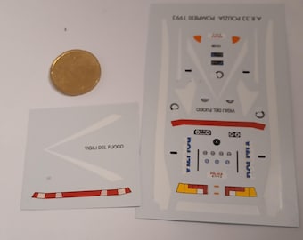 1:43 waterslide decals sheet for Alfa Romeo 33 1993 Polizia and Vigili del Fuoco (Italy) Tron DE31