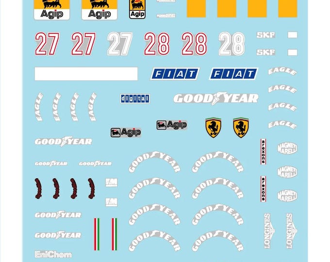 1:43 waterslide serigraphed decals Ferrari F187-88C Brazilian GP 1988 Alboreto/Berger Tameo TMK069