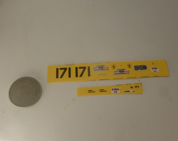 1:43 waterslide decals for Ferrari 250 GT LWB 1521GT Tour Auto 1959 #171 Dumay/Daboussy